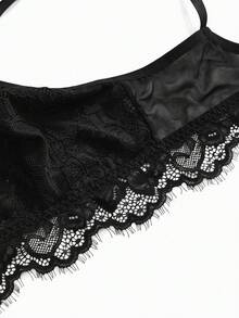 1pc Black Lace Sexy Maternity Nursing Bra, Breastfeeding Lingerie - Black - View 4