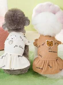 PETSIN 狗狗服装、猫咪服装、动物裙装、宠物春夏新品系列、幼犬连衣裙、公主风百搭连衣裙、条纹印花、小型动物服装、清凉防晒霜 - 彩色 - 查看 7