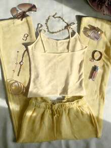 Glimmora 女士度假休闲日常亮片吊带衫 - 黃色 - 查看 2