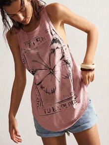 Bohemela Solid Color Knit Sleeveless Women Tank Top - Pink - View 3