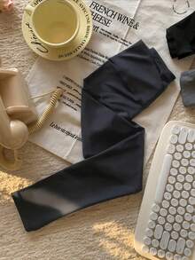 Dazy Kids 少女纯色高腰紧身打底裤，秋冬季 - 深灰色 - 查看 4