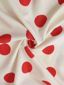 Franclia 2026新款女士夏季红色波点法式浪漫高腰A字裙，适合夏季、海滩、度假、优雅、时尚、休闲、通勤、办公、日常、百搭、职业教师、性感约会、假日等场合。 - 紅白色 - 查看 4