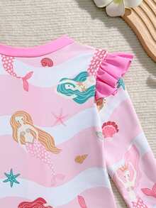 1pc Young Girl One-Piece Swimsuit, Cute Cartoon Pattern, Zipper Design, With Adorable Hat, High Quality Fabric Toddler Girl Long Sleeve Swimsuit Girls Bathing Suits With Rash Guard Swimwear Set 3pcs Girls Longsleeve Kids Girl Rash Guard Flamingo Swimsuit Kids Kids Girl Rash Guard 2 Piece Girl Rash Guard Swimsuit Kids Girls Bathing Suit Long Sleeve Uv Protection Swimwear Girl Toddler Swim Wear Girls Swimwear Modest - Pink - View 5