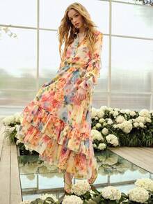 MOTF PREMIUM WOMEN'S ROMANTIC ELEGANT PRINTED PATCHWORK SKIRT, SPRING/SUMMER - Multicolor - View 5