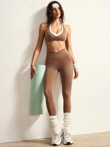 VARSIVA 女士露背拼接上衣和不对称腰身紧身打底裤休闲运动套装 - 彩色 - 查看 7