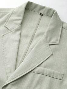 Manfinity Bizformal Blazer casual de hombre de color verde claro con textura, de corte slim y ajuste holgado, de un solo abotonado - Verde - Ver 6