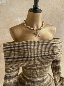 Soleia Mono de punto minimalista sin hombros para mujer, uso diario - Multicolor - Ver 3