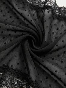 Freevana Áo cánh tay dài thêu ren đen thanh lịch lãng mạn cỡ lớn dành cho nữ - màu đen - Xem 8