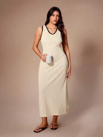 Lazeform فستان نوم مصنوع من الجاكار المحبوك بياقة على شكل حرف V وبدون أكمام، مناسب للمقاسات الكبيرة، بتصميم أنيق وممشق، مناسب للربيع والصيف