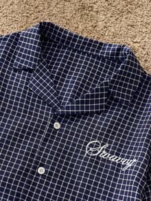 SWAVVY Men's Casual Letter Embroidery 2 In 1 Shirt Blue And White Graphic Shirt Plaid Graphic Shirt Navy Blue Graphic Shirt Long Sleeve Graphic Shirt - Royal Blue - View 7