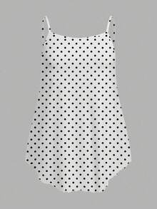 Comfortcana 两件套休闲简约加大码纯黑色吊带背心，波点图案吊带背心，夏季 - 彩色 - 查看 4