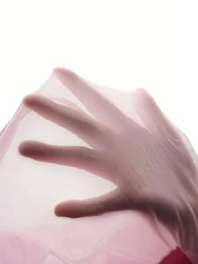 Amplova Halter Neck Sleeveless Rhinestone Waist Cinched Sheer Ruched Sexy Party Mini Dress - Baby Pink - View 3