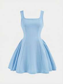 Firerie Kids Tween Girls Lovely Petal Sleeve Patchwork A-Line Dress With Bow Back, Light Blue - Baby Blue - View 4