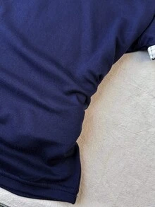 SHEIN Kaos Polo Lengan Pendek Kasual Warna Blok dengan Bordir Pita dan Busur untuk Remaja Perempuan, Musim Panas, Kaos Polo untuk Remaja Perempuan - Blue and White - View 8