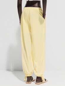 SHEIN Unity Women's Casual Balloon Pants, Suitable For Commuting, Outdoor, And Vacation, Spring/Summer Pants For Summer Yellow Pants - Yellow - View 2