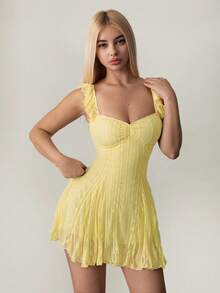 Women Midi Dresses - Yellow Mustard - View 6