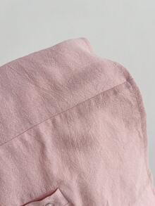 Elamini Women's Sweet Petal Sleeve U-Neck Ruched Waist Pure Cotton Short Sleeve Blouse, Summer - Pink - View 6