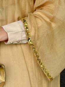 Al Najma 保守休闲棕榈树亮片刺绣阿拉伯女式连衣裙 - 彩色 - 查看 8