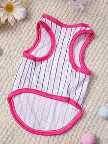 PETSIN 1pc Cute Little Rabbit Easter Egg Flower Easter Printed Pet Tank Top With Rose Red Edge Vertical Pattern Skin Friendly Breathable Pet Clothes - Multicolor - View 3