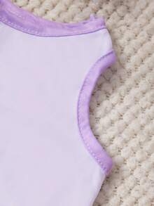 PETSIN 1pc White Bunny Flower Love Bow Carrot Print Pet Vest Purple Casual Style Pet Clothes - Purple - View 2