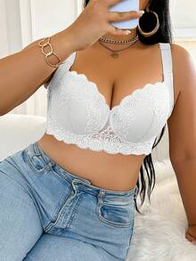 DesireSculpt Two Piece Plus Size Push Up Bra In Lace Fantasy Elegant Style Multicolor - Multicolor - View 6