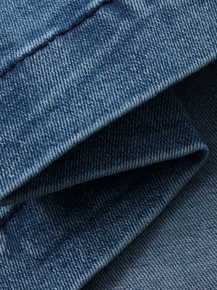 Women's Elegant Washed Square Collar Puff Sleeve Denim Dress, Summer,Wedding Guest Dress Women