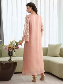 Al Najma Váy hồng bóng phối ren - Hồng - Xem 7