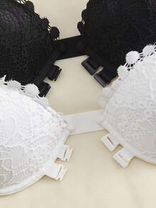 DesireSculpt 2pcs Front Closure Women's Lingerie Bra, Sexy Lace Wireless Bra - Multicolor - View 6