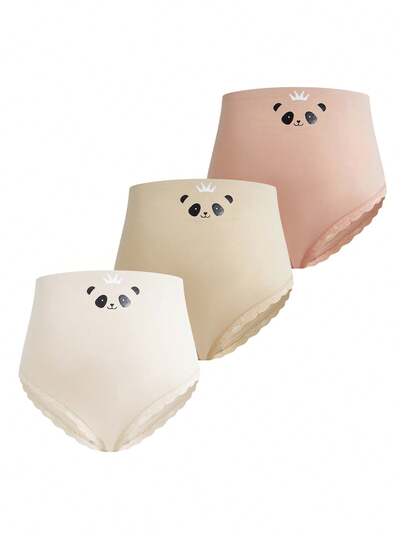3件套无缝熊猫印花孕妇内裤