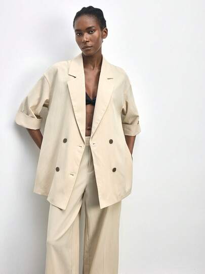 Maija Women's Spring/Summer Resort Double-Breasted Blazer And Pants Suit  St Patrick's Day Women Easter Summer Outfits Easter Dress Women Party Top Beach Dress Summer Holiday Outfits Each Vacation Outfits For Women  Summer Outfit For Women Going Out Outfits Graduation Graduation Outfit  Casual Dresses  Casual Blouses For Women