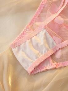 DelicateAllure Plus Size Cute & Sexy Ruffled Crotchless Panties With Bow Accent, Revealing Design - Pink - View 5