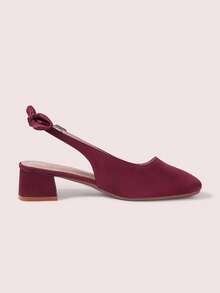 CUCCOO DOLLMOD Women's New Bow Heel Burgundy Sardine Square Toe Fashionable And Elegant Thick High-Heeled Shoes Valentine's Day - Burgundy - View 10