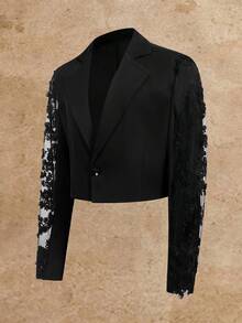 HIMLAND 男士翻领商务西装套装,包括外套和裤子,尽显老派绅士风范,适合婚礼、度假、海滩等场合,是送给丈夫/男友的简约时尚通勤好礼。男士透视花卉蕾丝袖黑色短款西装外套搭配修身长裤,性感深V领派对男士套装,哥特式优雅晚礼服套装,夏季透气正式西装外套,T台时尚宣言套装,度假晚宴男士着装,男士两件套黑色西装套装,精致短款蕾丝西装外套套装,晚宴正式着装,性感透视拼接派对夜店礼服套装。 - 黑色 - 查看 5