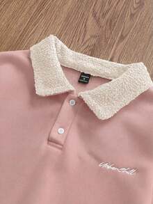 Manfinity Unisex 男士针织休闲宽松长袖卫衣，时尚舒适，适合秋冬季穿着 - 粉色 - 查看 5