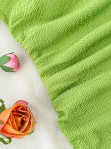 Girlism 少女绿色针织纹理修身休闲简约抹胸连衣裙 - 綠色 - 查看 5