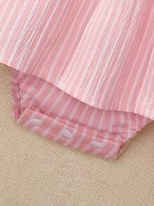 Souflis Souflis 1 pieza Mono informal, lindo y elegante para bebé niña con bordado y rayas, de peso ligero - Rosa - Ver 6