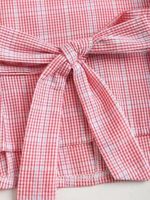 Sweetra Women's Fashion Casual Plaid Print Embroidered Sleeveless Shirt - Pink - View 3