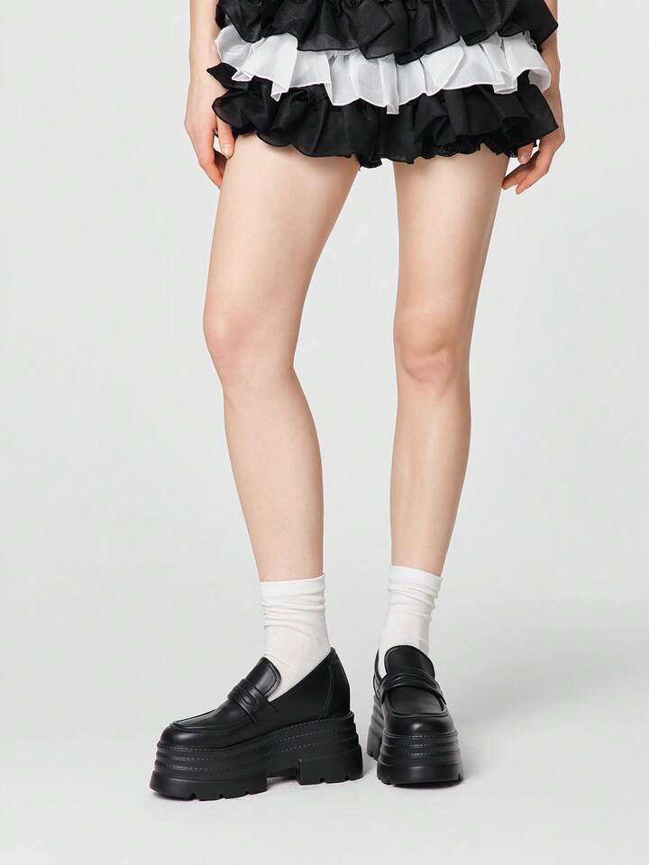 Y2K jking black derby shoes mode niche shoes y2k dark punk style 
