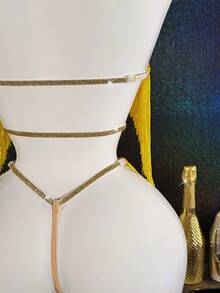 两件套性感派对内衣套装 - 金色 - 查看 10