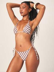 MISSGUIDED Reversible Halter Triangle Bikini Set With Polka Dot Print Side Tie Bottom Summer Beach Swimwear Two Piece - Multicolor - View 4