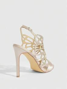 CUCCOO SZL Ladies Sexy Buckle Butterfly Decorative High Heel Sandals Prom Heels Summer Shoes - Champagne - View 4