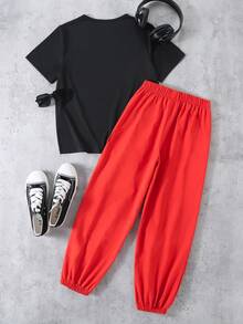 SHEIN 男童休闲汽车印花配套运动裤，适合日常外出和街头穿着 - 彩色 - 查看 2