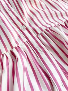 Maweii Plus Size Colorful Striped Open Front Elegant Date Skirt - Pink - View 7