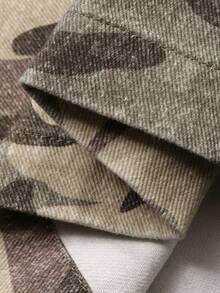 DAZY Camouflage Washed Loose Wide Leg Pants, Casual Street Style Women Long Trousers, Spring/Autumn - Army Green - View 3