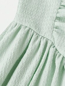 Girlism 少女纯色荷叶边腰身修身优雅吊带连衣裙，适合度假、午餐、郊游等场合。 - 薄荷綠 - 查看 3