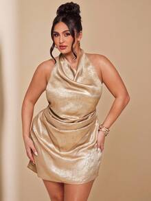 SHEIN BAE 大码女式荷叶边长吊带连衣裙 - 彩色 - 查看 4