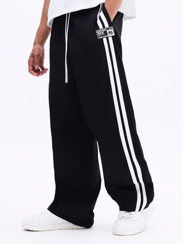 Wide Leg Track Pants With Side Stripes