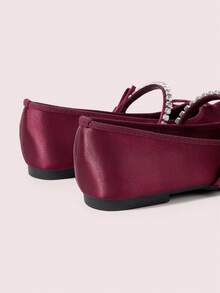 CUCCOO DOLLMOD Valentine's Day Women's Beige Ballet Flats With Bow Detail For Summer Christmas Fall New Year Holiday Valentines Valentine's Day - Deep burgundy - View 9