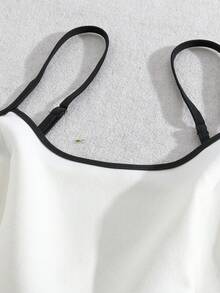 GlowEve Cream And Black Sleeveless Pocket Waist A-Line Mini Dress - Black and White - View 4