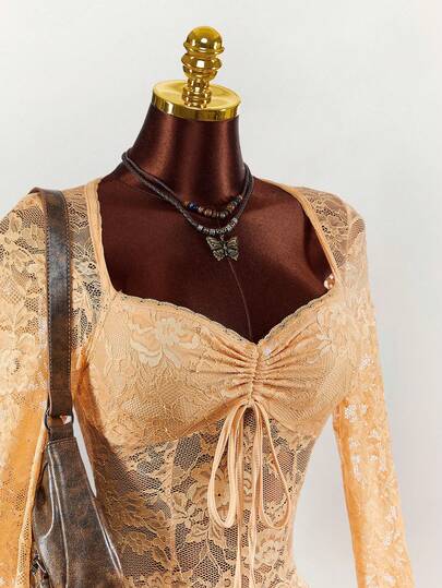 Amplova 女士纯色蕾丝透视性感连体裤